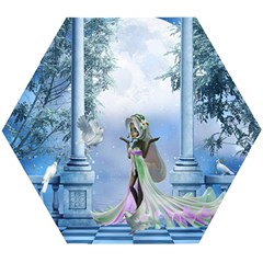 Cute Fairy With Dove Wooden Puzzle Hexagon