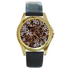 Cheetah By Traci K Round Gold Metal Watch by tracikcollection