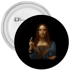 Salvator Mundi Leonardo Davindi 1500 Jesus Christ Savior Of The World Original Paint Most Expensive In The World 3  Buttons by snek