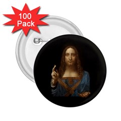 Salvator Mundi Leonardo Davindi 1500 Jesus Christ Savior Of The World Original Paint Most Expensive In The World 2 25  Buttons (100 Pack)  by snek