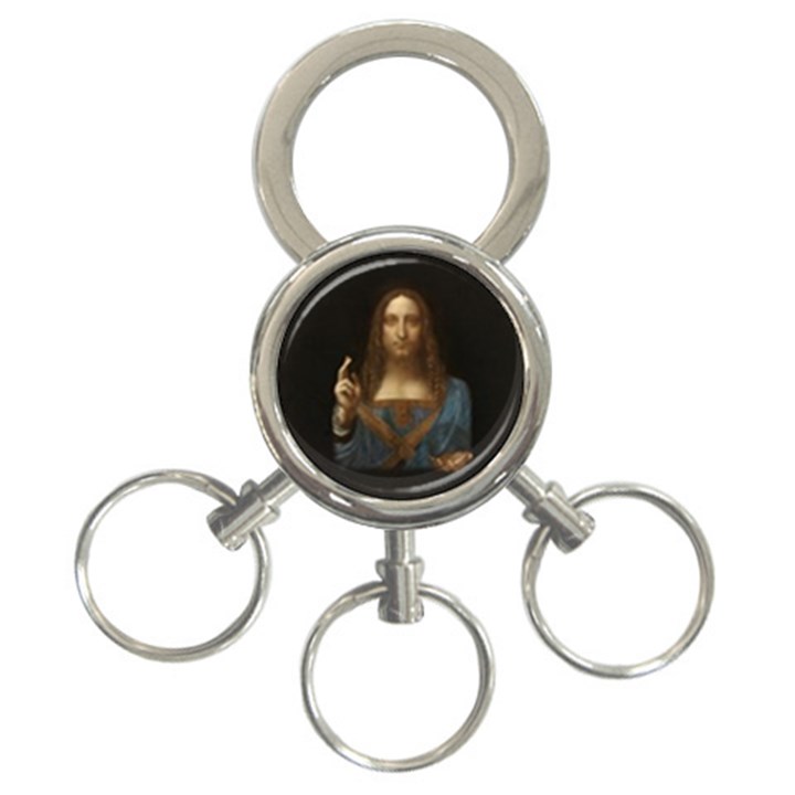 Salvator Mundi Leonardo DaVindi 1500 Jesus Christ Savior of the World Original Paint Most expensive in the world 3-Ring Key Chain