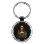 Salvator Mundi Leonardo DaVindi 1500 Jesus Christ Savior of the World Original Paint Most expensive in the world Key Chain (Round) Front