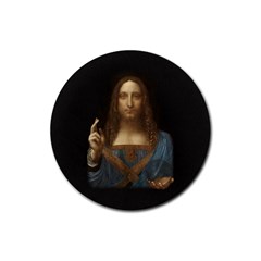 Salvator Mundi Leonardo Davindi 1500 Jesus Christ Savior Of The World Original Paint Most Expensive In The World Rubber Round Coaster (4 Pack)  by snek