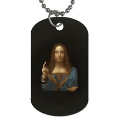 Salvator Mundi Leonardo Davindi 1500 Jesus Christ Savior Of The World Original Paint Most Expensive In The World Dog Tag (one Side) by snek