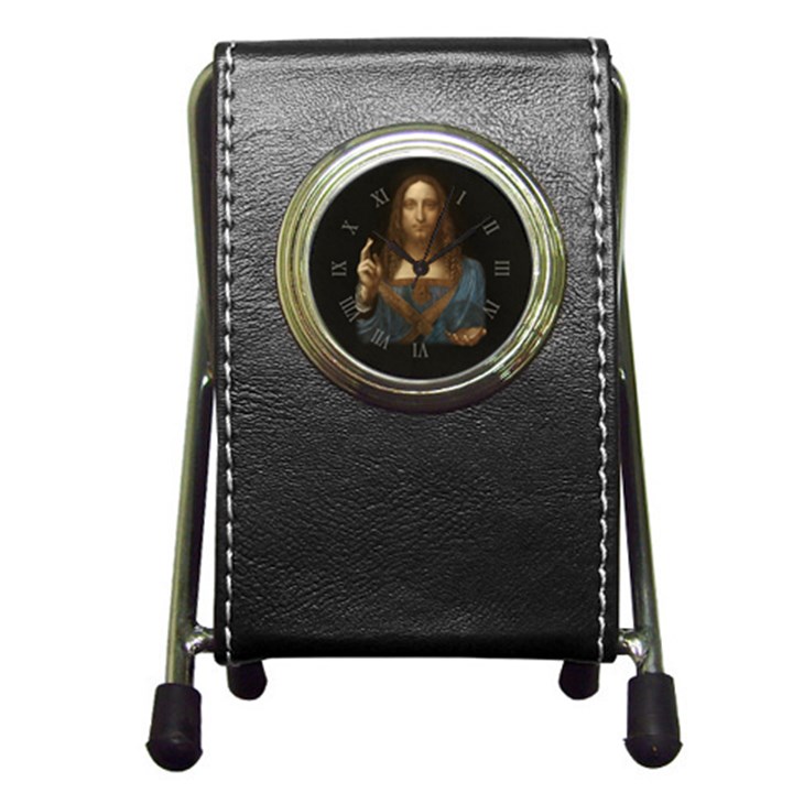 Salvator Mundi Leonardo DaVindi 1500 Jesus Christ Savior of the World Original Paint Most expensive in the world Pen Holder Desk Clock