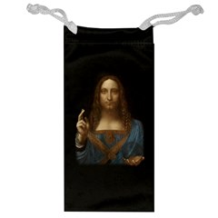 Salvator Mundi Leonardo Davindi 1500 Jesus Christ Savior Of The World Original Paint Most Expensive In The World Jewelry Bag by snek