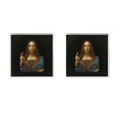 Salvator Mundi Leonardo Davindi 1500 Jesus Christ Savior Of The World Original Paint Most Expensive In The World Cufflinks (square) by snek