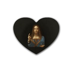 Salvator Mundi Leonardo Davindi 1500 Jesus Christ Savior Of The World Original Paint Most Expensive In The World Heart Coaster (4 Pack)  by snek