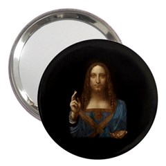 Salvator Mundi Leonardo Davindi 1500 Jesus Christ Savior Of The World Original Paint Most Expensive In The World 3  Handbag Mirrors by snek