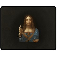 Salvator Mundi Leonardo Davindi 1500 Jesus Christ Savior Of The World Original Paint Most Expensive In The World Double Sided Fleece Blanket (medium)  by snek