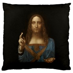 Salvator Mundi Leonardo Davindi 1500 Jesus Christ Savior Of The World Original Paint Most Expensive In The World Standard Flano Cushion Case (two Sides) by snek