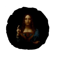 Salvator Mundi Leonardo Davindi 1500 Jesus Christ Savior Of The World Original Paint Most Expensive In The World Standard 15  Premium Flano Round Cushions by snek