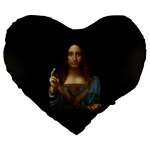 Salvator Mundi Leonardo DaVindi 1500 Jesus Christ Savior of the World Original Paint Most expensive in the world Large 19  Premium Flano Heart Shape Cushions Front