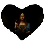 Salvator Mundi Leonardo DaVindi 1500 Jesus Christ Savior of the World Original Paint Most expensive in the world Large 19  Premium Flano Heart Shape Cushions Back