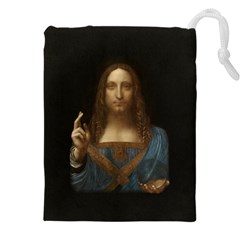 Salvator Mundi Leonardo Davindi 1500 Jesus Christ Savior Of The World Original Paint Most Expensive In The World Drawstring Pouch (4xl) by snek