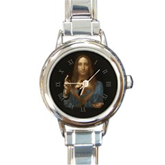 Salvator Mundi Leonardo Davindi 1500 Jesus Christ Savior Of The World Original Paint Most Expensive In The World Round Italian Charm Watch by snek