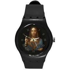 Salvator Mundi Leonardo Davindi 1500 Jesus Christ Savior Of The World Original Paint Most Expensive In The World Round Plastic Sport Watch (m) by snek