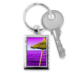 Pop Art Beach Umbrella Key Chain (rectangle) by essentialimage