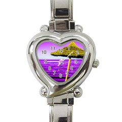 Pop Art Beach Umbrella Heart Italian Charm Watch by essentialimage