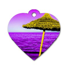 Pop Art Beach Umbrella Dog Tag Heart (two Sides) by essentialimage