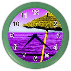 Pop Art Beach Umbrella Color Wall Clock by essentialimage