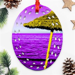 Pop Art Beach Umbrella Ornament (oval Filigree) by essentialimage