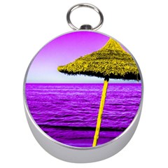 Pop Art Beach Umbrella Silver Compasses by essentialimage