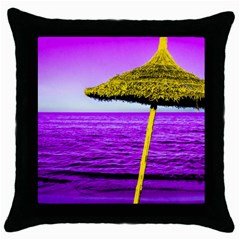 Pop Art Beach Umbrella Throw Pillow Case (black) by essentialimage