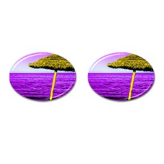 Pop Art Beach Umbrella Cufflinks (oval) by essentialimage