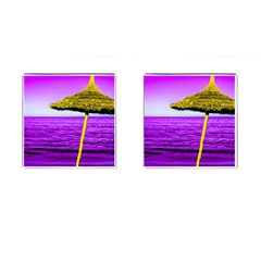 Pop Art Beach Umbrella Cufflinks (square) by essentialimage