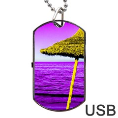 Pop Art Beach Umbrella Dog Tag Usb Flash (one Side) by essentialimage