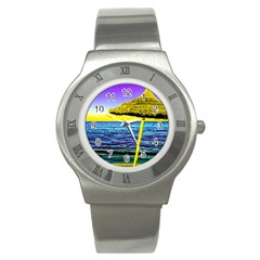 Pop Art Beach Umbrella  Stainless Steel Watch by essentialimage