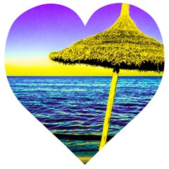 Pop Art Beach Umbrella  Wooden Puzzle Heart by essentialimage