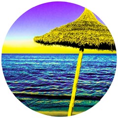 Pop Art Beach Umbrella  Wooden Puzzle Round by essentialimage