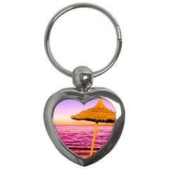 Pop Art Beach Umbrella  Key Chain (heart) by essentialimage