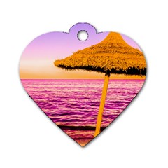 Pop Art Beach Umbrella  Dog Tag Heart (two Sides) by essentialimage