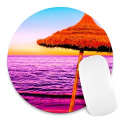 Pop Art Beach Umbrella  Round Mousepads by essentialimage