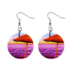 Pop Art Beach Umbrella  Mini Button Earrings by essentialimage