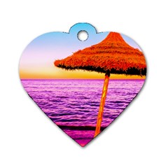 Pop Art Beach Umbrella  Dog Tag Heart (two Sides) by essentialimage