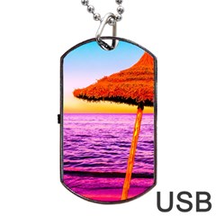 Pop Art Beach Umbrella  Dog Tag Usb Flash (one Side) by essentialimage