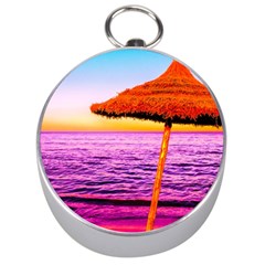 Pop Art Beach Umbrella  Silver Compasses by essentialimage