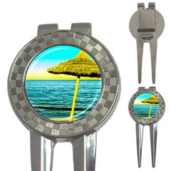 Pop Art Beach Umbrella  3-in-1 Golf Divots by essentialimage