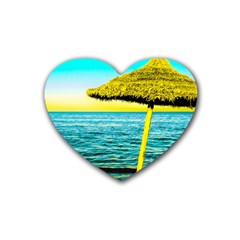 Pop Art Beach Umbrella  Rubber Coaster (heart)  by essentialimage