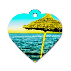 Pop Art Beach Umbrella  Dog Tag Heart (one Side) by essentialimage