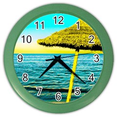 Pop Art Beach Umbrella  Color Wall Clock by essentialimage