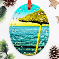 Pop Art Beach Umbrella  Ornament (oval Filigree) by essentialimage