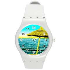 Pop Art Beach Umbrella  Round Plastic Sport Watch (m) by essentialimage