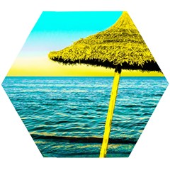 Pop Art Beach Umbrella  Wooden Puzzle Hexagon