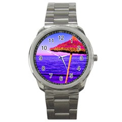 Pop Art Beach Umbrella  Sport Metal Watch by essentialimage