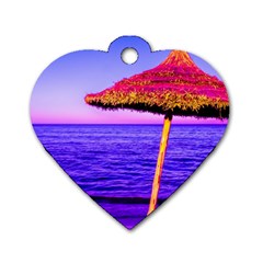 Pop Art Beach Umbrella  Dog Tag Heart (two Sides) by essentialimage